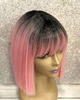 Парик LILY Ombre Pink каре розовый омбре, с имитацией кожи, термостойкое волокно - изображение 5