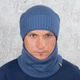 Комплект мужская вязаная шапка со снудом КАНТА Fashion Hat на флисе 50-60 джинс (OC-079) - изображение 3