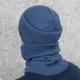 Комплект мужская вязаная шапка со снудом КАНТА Fashion Hat на флисе 50-60 джинс (OC-079) - изображение 4