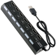 Розгалужувач на 7 портів USB 2.0 хаб з перемикачами Memos HB27-203PBK Чорний (3-HB27) - зображення 1