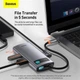 USB хаб HUB BASEUS Type-C Series 4-in-1 Multifunctional Docking Station (2USB, HDMI, Type-C, 100W). Gray - изображение 7