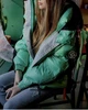 Женский пуховик в стиле Boho S зелёный - изображение 6