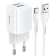 Адаптер мережевий Hoco Type-C Cable Briar dual Port charger set N8 |2USB, 2.4A| (Safety Certified) білий - зображення 1