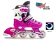 Роликовые коньки детские с комплектом защиты раздвижные Scale Sports PINK LF 905 Розовые размер 29-33 переднее колесо СВЕТИТСЯ - изображение 2