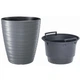 Горшок для цветов Prosperplast MAZE круглый с вкладышем 30х33см серый (88710-405) - изображение 1