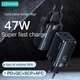 Зарядний пристрій Usams 47W GaN PD Quick Charger (Type-С+USB) для MacBook/iPad/iPhone/Android black - зображення 3