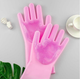 Силиконовые многофункциональные перчатки для мытья и чистки Magic Silicone Gloves Малиновый - изображение 7