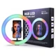 Профессиональная кольцевая LED лампа GTM 26 см с RGB подсветкой держателем для телефона селфи кольцо для блогеров (48280IM) - изображение 5