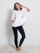 Женское домашнее пончо с капюшоном и ушками Vienetta Secret 3443 белое с синим One size - изображение 3