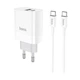 Зарядний пристрій HOCO C80A | 1USB/1Type-C, QC/PD, 20W, 3A| адаптер із Type-C кабелем 1м. та швидкою зарядкою White (C80A) - зображення 2