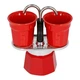 Подарунковий набір Bialetti Set red: гейзерна кавоварка Mini Express (2 cup) + 2 кавових стаканчика - зображення 2