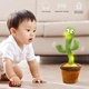 Танцующий поющий плюшевый кактус Dancing Cactus в горшке TikTok Игрушка-повторюшка с подсветкой 120 песен интерактивный на аккумуляторе - изображение 5