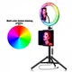 Лед-лампа кольцевая для студийного освещения Ring RGB MJ 33 33см с пультом и штативом для фото и видео - изображение 4