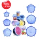 Набір універсальних силіконових кришок SiliconGoods 6 штук сині - зображення 2