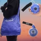 Cкладная сумка - шоппер для ежедневной носки SHOPPING BAG TO ROLL для покупок на каждый день - сворачиваемая в чехол брелок Синий / Чёрный - изображение 5