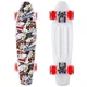 Скейт Пенни Борд Penny My Go Board Cruiser круизер Profi 881 белый-красный со светящимися колесами - изображение 1