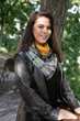 Шарф великий "Едінбург" теплий MyScarf універсальний сірий у клітку з жовтою підкладкою та гудзиком - зображення 2