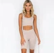 Женский костюм для фитнеса Whatiwear топ и велосипедки бежевый S (1285-beige-S) - зображення 1