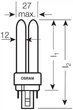 Лампа люмінесцентна компактна 13W 91V 870lm 4000K G24q-1 131x12mm U-подібна [4050300017594] OSRAM DULUX D/E - зображення 5