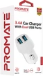 Автомобільний зарядний пристрій Promate Voltrip-Duo 17 Вт 2 USB White (voltrip-duo.white) - изображение 7