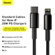 Кабель BASEUS CATLWJ-A01 Type-C to Lightning Tungsten Gold Fast Charging |2м, 20W, PD| black - изображение 3