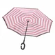 Зонт навпаки Up-Brella Рожево-білі смуги вітрозахисний розумний - зображення 1