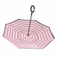 Зонт навпаки Up-Brella Рожево-білі смуги вітрозахисний розумний - зображення 2
