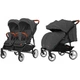 Прогулянкова коляска для двійні з дощовиком Carrello New Connect Len Serious Grey-black (CRL-5502) - зображення 2