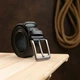 Мужской ремень кожаный Vintage leather-20745 123 см Черный - изображение 6