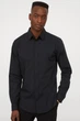 Рубашка Easy iron Slim Fit H&M M Черный (0781758003) - изображение 1
