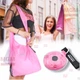 Cкладное сумка - шоппер для щоденного використання SHOPPING BAG TO ROLL для покупок на кожен день - згорнута в чохол брелок Рожевий / Чорний - зображення 1