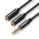 Сплиттер Ugreen переходник-разветвитель 3.5mm AM to 3.5mm 2 AF ABS Black (AV141) - изображение 1