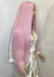 Перука на сітці PoliLy Lace Wig Super Straight тон Pink довгий рожевий 100 см термостійке волокно - зображення 3