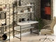 Стол компьютерный письменный с металлическим каркасом в стиле Лофт (Loft) DrevoGoods усиленный, прямой, рабочий для дома и офиса 1600х750х600мм; металл: Черный; дерево: Бетон + стеллаж с полками (720|49) - изображение 1
