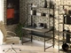 Стіл комп'ютерний письмовий з металевим каркасом в стилі Лофт (Loft) DrevoGoods посилений, прямий, робочий для дому та офісу 1400х750х600мм; метал: Чорний; дерево: Антрацит + стелаж з полицями (718|49) - зображення 2