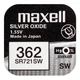 Батарейка часовая серебрянно-цинковая Maxell 362 SR721SW (G11,AG11,LR58), 1.55V, блистер 1шт - изображение 1