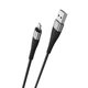 Кабель BOROFONE BX32 USB to iP 2.4A, 1m, nylon, aluminum+TPE connectors, Black (6931474710413) - зображення 2