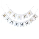 Гирлянда "Happy Birthday" флажки белые золотые буквы - изображение 2