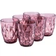 Набір склянок із кольорового скла Glassware 6 шт 240 мл Рожевий (Великий ромб) 1031A - зображення 4