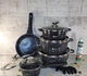 Набор посуды гранитный круглый Higer+Kitchen HK-305, 14 предметов, Черный - изображение 2