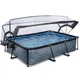 Бассейн каркасный Exit Toys EXIT Серый прямоугольный с куполом 300 х 200 х 65 см с отделкой под камень + насос 20 Вт - изображение 1