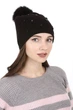 Шапка трикотажная черная с камнями и мехом песца Shlyapka (SC43242) - изображение 1