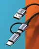Кабель UGREEN US177 USB 2.0 to Micro-USB + USB-C QC3.0 3A 1m Black (30875) - зображення 2