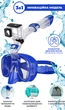 Маска для плавания 3 в 1 VelaSport Pro Wave S/M для Снорклинга и Дайвинга на все лицо для ныряния Инновационная Очки с Клапаном детские и взрослые Синяя - изображение 1