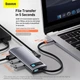 USB-хаб Baseus Metal Gleam Series 6-in-1 Type-C Gray (CAHUB-CW0G) - зображення 17
