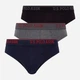 Трусы-слип U.S. Polo Assn 80436 L 3 шт Черный/Антрацитовый меланж/Темно-синий (8680557308716) - изображение 1