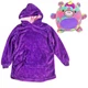 Детский плед худи с капюшоном и рукавами Huggle Pets Hoodie фиолетовый (80-140см от 3х до 12 лет) +Подушка-игрушка, толстовка детская - изображение 2