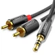 ​Аудио стерео кабель Ugreen 2RCA Male to 3.5mm 60241 2m neylon black - изображение 1