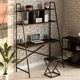 Стіл комп'ютерний письмовий з металевим каркасом в стилі Лофт (Loft) DrevoGoods посилений, прямий, робочий для дому та офісу 1000х1800х600мм; метал: Чорний; дерево: Венге + стелаж з полицями без табурету (871|45) - зображення 1