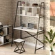 Стіл комп'ютерний письмовий з металевим каркасом в стилі Лофт (Loft) DrevoGoods посилений, прямий, робочий для дому та офісу 1000х1800х600мм; метал: Чорний; дерево: Білий + стелаж з полицями без табурету (872|45) - зображення 2